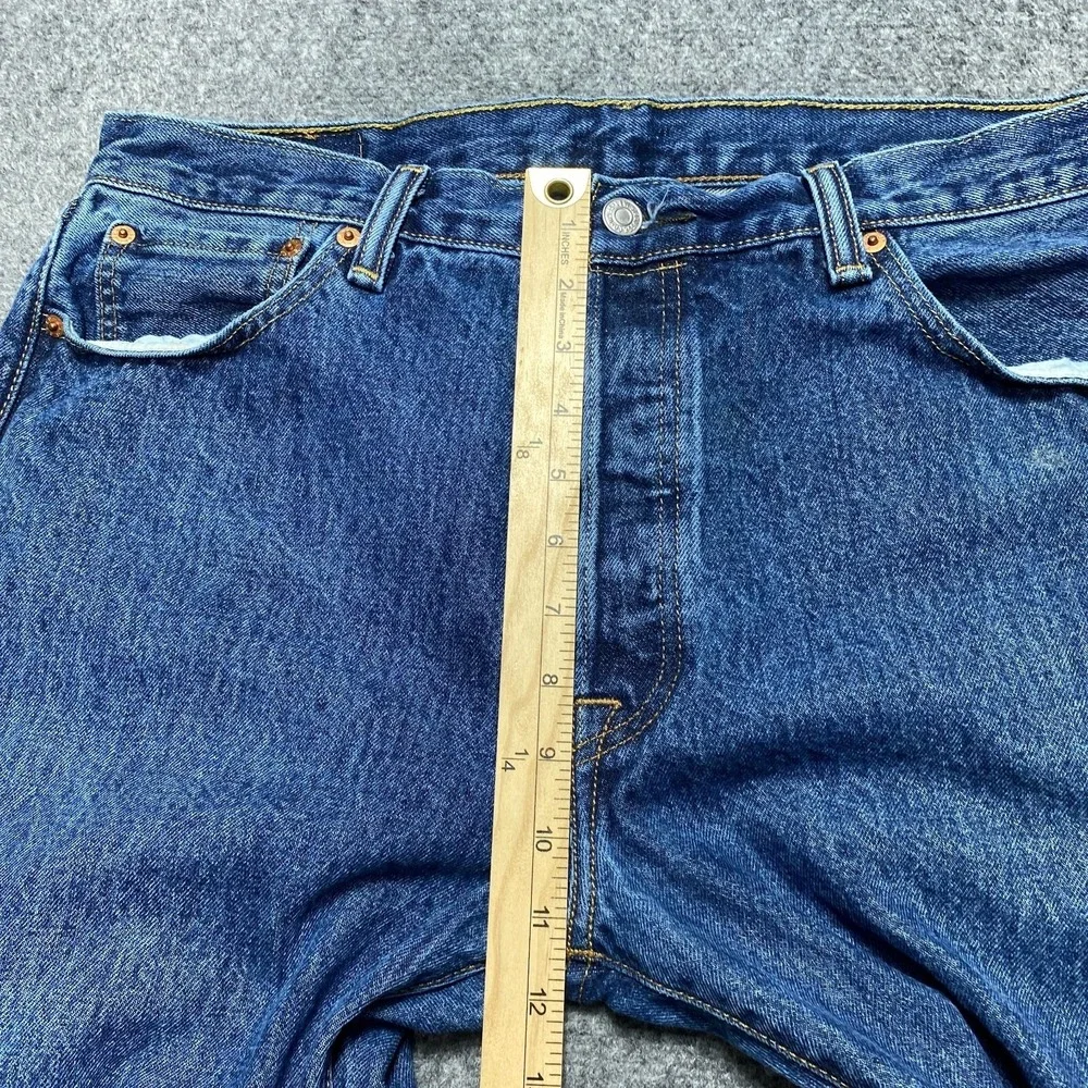 Levis Jeans Men 36x30 Blue 501 Button Fly Classic Straight Leg Medium Wash